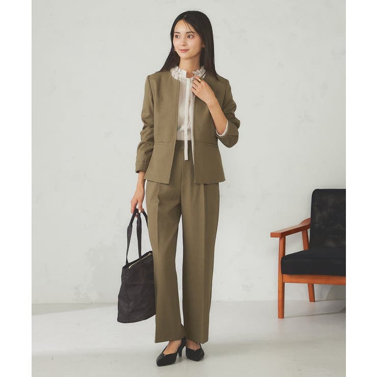 【洗える/イージーケア/吸水速乾/ストレッチ】梳毛調キーネックジャケット | a.v.v【WOMEN】 | 詳細画像5 