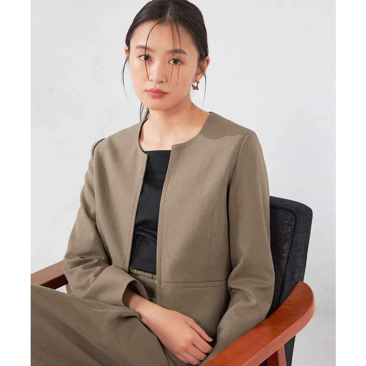 【洗える/イージーケア/吸水速乾/ストレッチ】梳毛調キーネックジャケット | a.v.v【WOMEN】 | 詳細画像9 