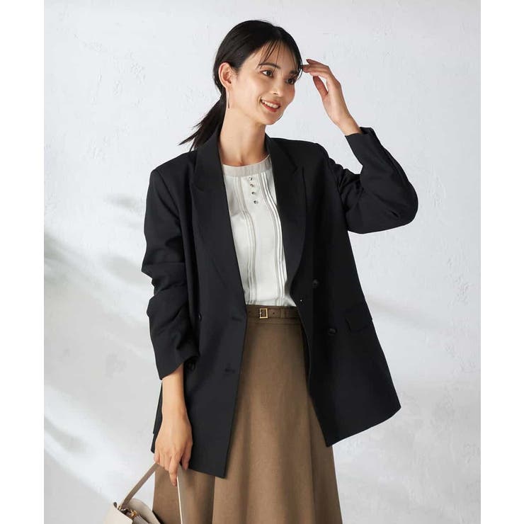 【洗える/イージーケア/吸水速乾/ストレッチ】梳毛調ダブルブレストジャケット | a.v.v【WOMEN】 | 詳細画像17 
