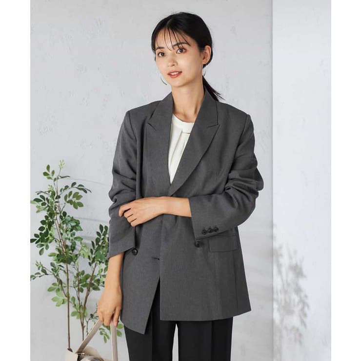 【洗える/イージーケア/吸水速乾/ストレッチ】梳毛調ダブルブレストジャケット | a.v.v【WOMEN】 | 詳細画像2 