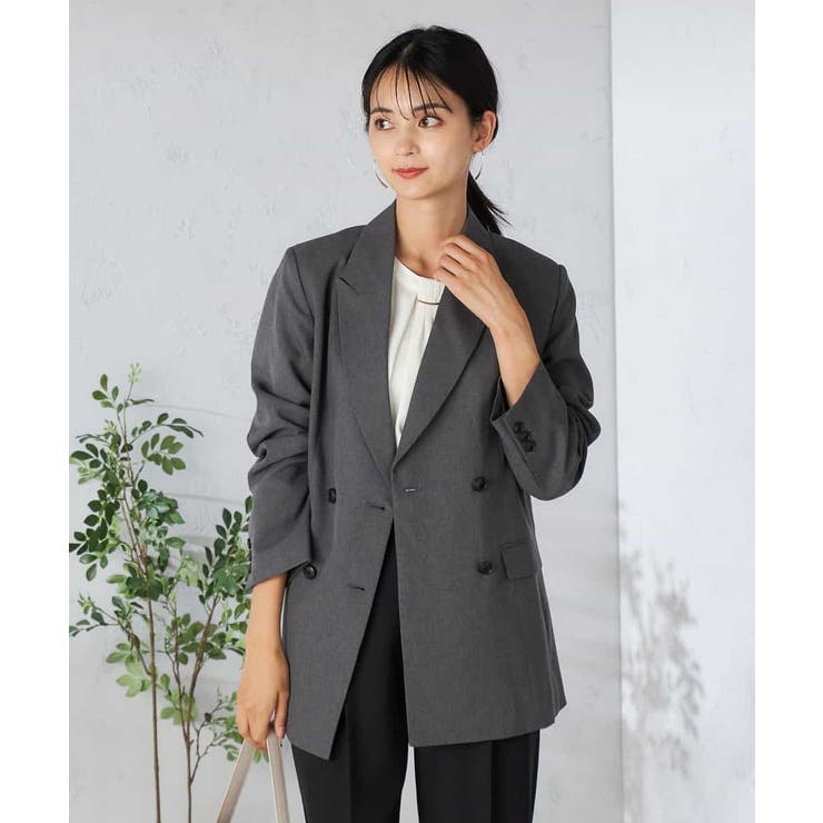 【洗える/イージーケア/吸水速乾/ストレッチ】梳毛調ダブルブレストジャケット | a.v.v【WOMEN】 | 詳細画像3 