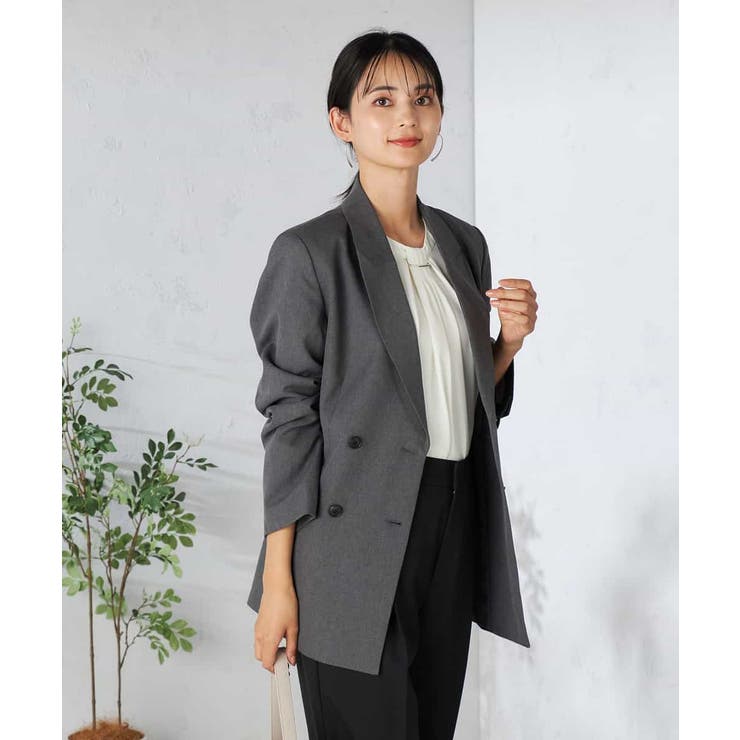 【洗える/イージーケア/吸水速乾/ストレッチ】梳毛調ダブルブレストジャケット | a.v.v【WOMEN】 | 詳細画像4 