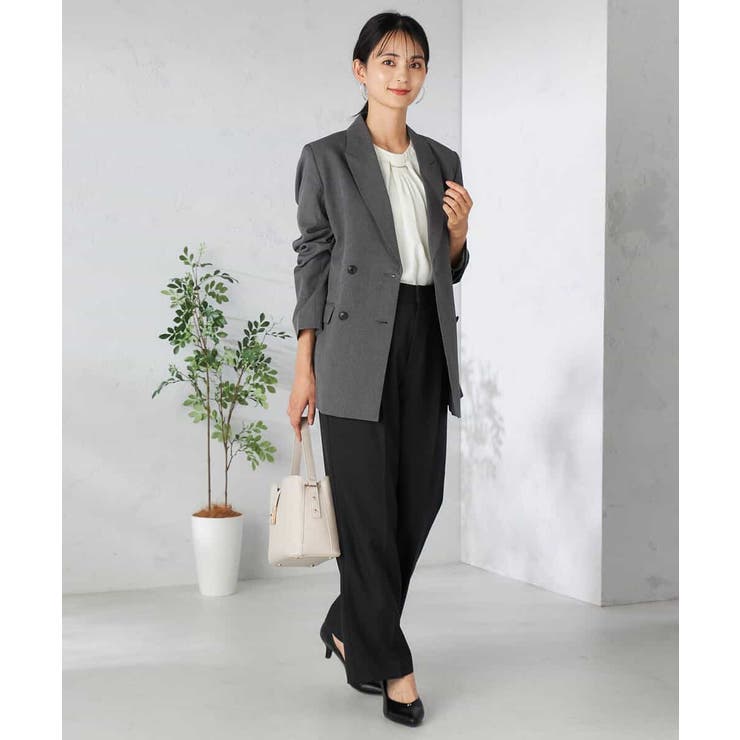 【洗える/イージーケア/吸水速乾/ストレッチ】梳毛調ダブルブレストジャケット | a.v.v【WOMEN】 | 詳細画像8 