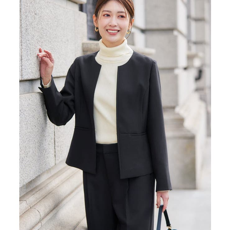 【洗える/イージーケア/ストレッチ】パウダーツイルキーネックジャケット | a.v.v【WOMEN】 | 詳細画像1 