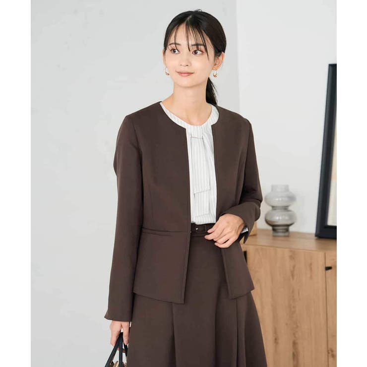 ブラウン | 【洗える/イージーケア/ストレッチ】パウダーツイルキーネックジャケット | a.v.v【WOMEN】