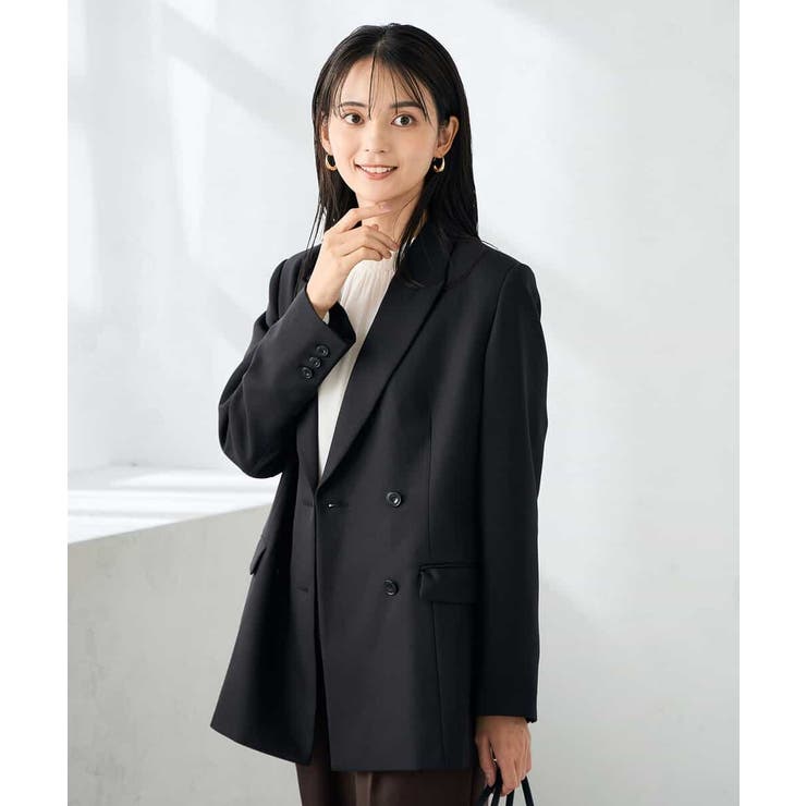 【洗える/イージーケア/ストレッチ】パウダーツイルダブルブレストジャケット | a.v.v【WOMEN】 | 詳細画像18 