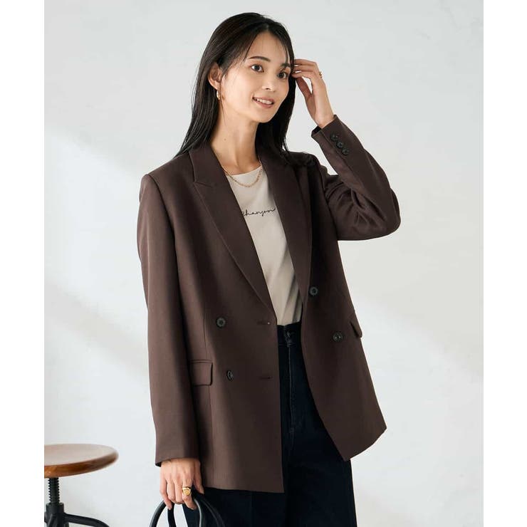 【洗える/イージーケア/ストレッチ】パウダーツイルダブルブレストジャケット | a.v.v【WOMEN】 | 詳細画像3 