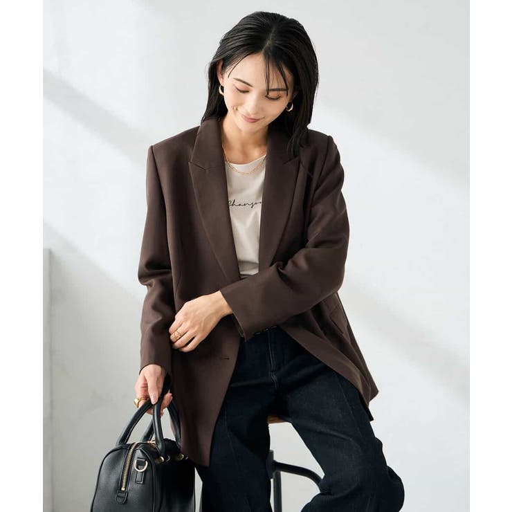 【洗える/イージーケア/ストレッチ】パウダーツイルダブルブレストジャケット | a.v.v【WOMEN】 | 詳細画像5 