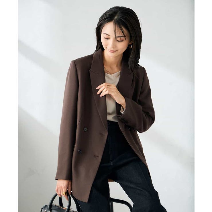 【洗える/イージーケア/ストレッチ】パウダーツイルダブルブレストジャケット | a.v.v【WOMEN】 | 詳細画像7 