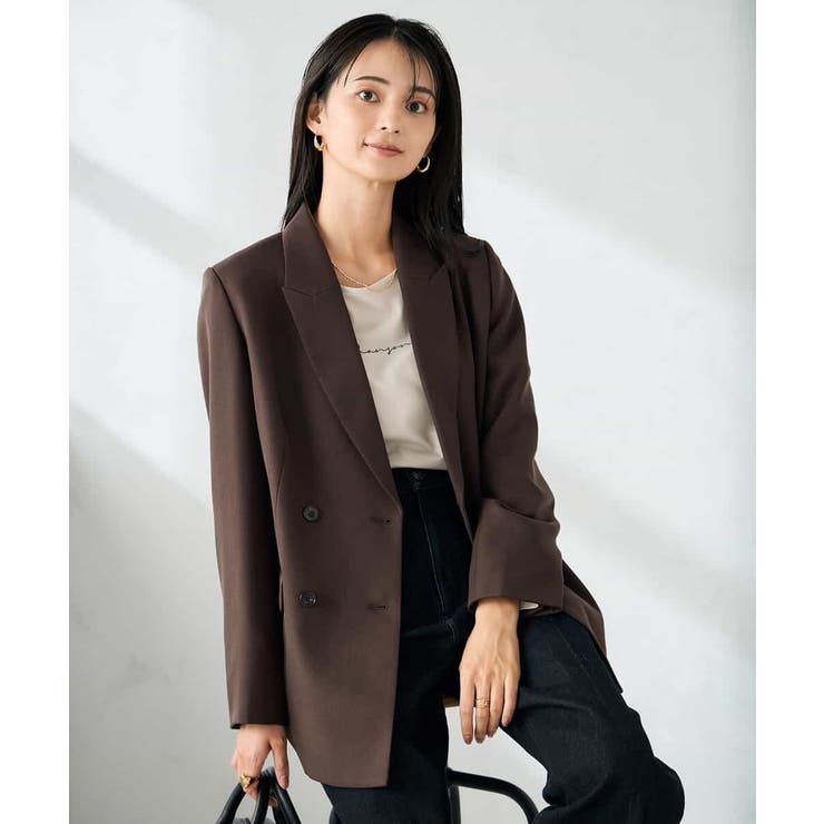 【洗える/イージーケア/ストレッチ】パウダーツイルダブルブレストジャケット | a.v.v【WOMEN】 | 詳細画像8 