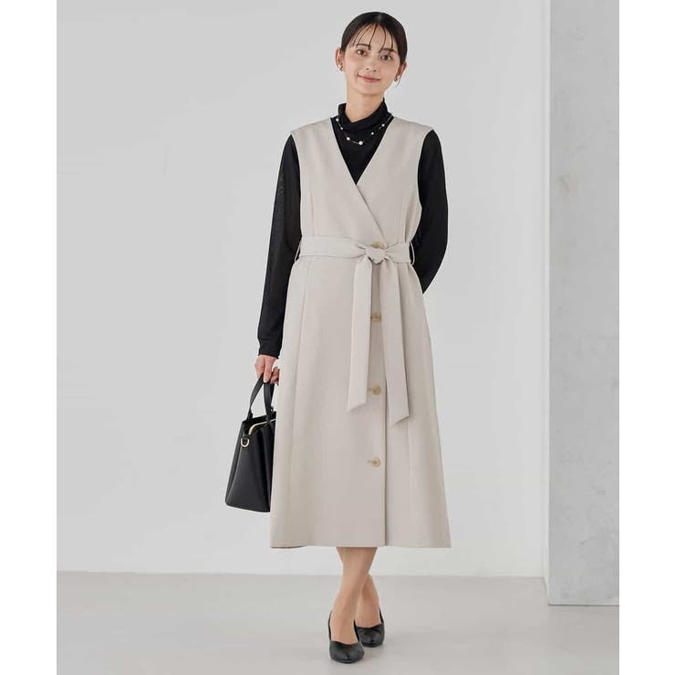 【洗える/ストレッチ/セットアップ対応】ダブルクロスロングジレワンピース | a.v.v【WOMEN】 | 詳細画像11 