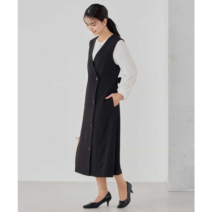 【洗える/ストレッチ/セットアップ対応】ダブルクロスロングジレワンピース | a.v.v【WOMEN】 | 詳細画像22 