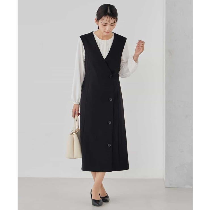 【洗える/ストレッチ/セットアップ対応】ダブルクロスロングジレワンピース | a.v.v【WOMEN】 | 詳細画像24 