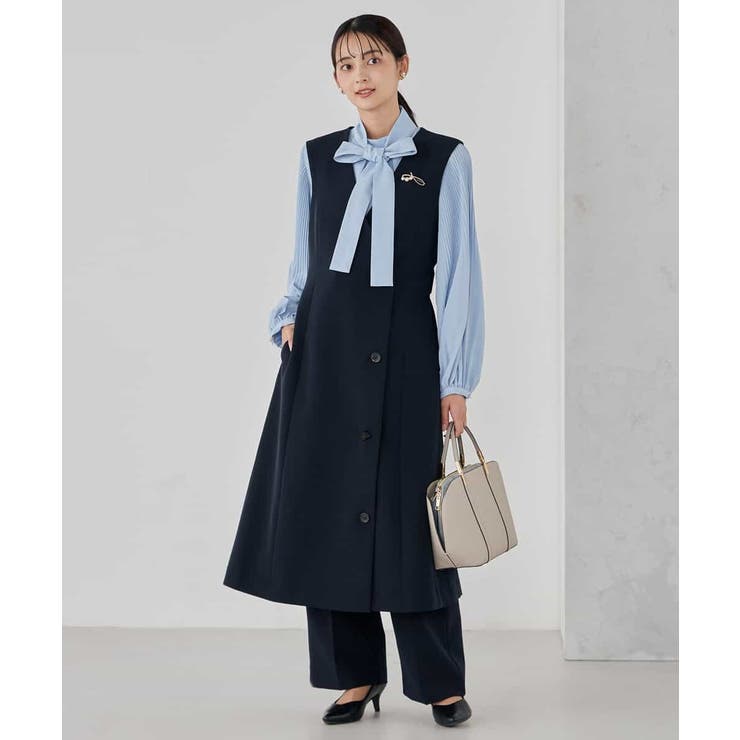 【洗える/ストレッチ/セットアップ対応】ダブルクロスロングジレワンピース | a.v.v【WOMEN】 | 詳細画像3 