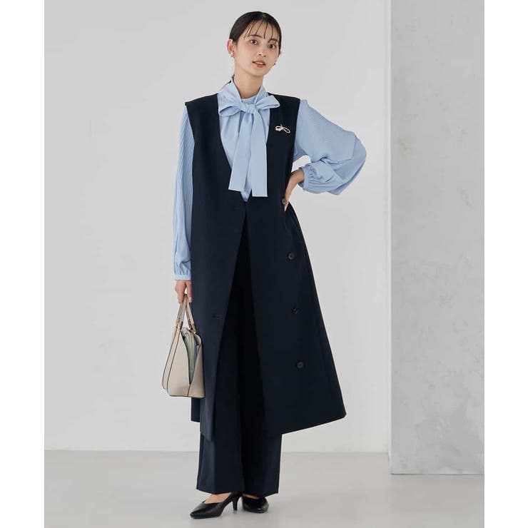 【洗える/ストレッチ/セットアップ対応】ダブルクロスロングジレワンピース | a.v.v【WOMEN】 | 詳細画像6 