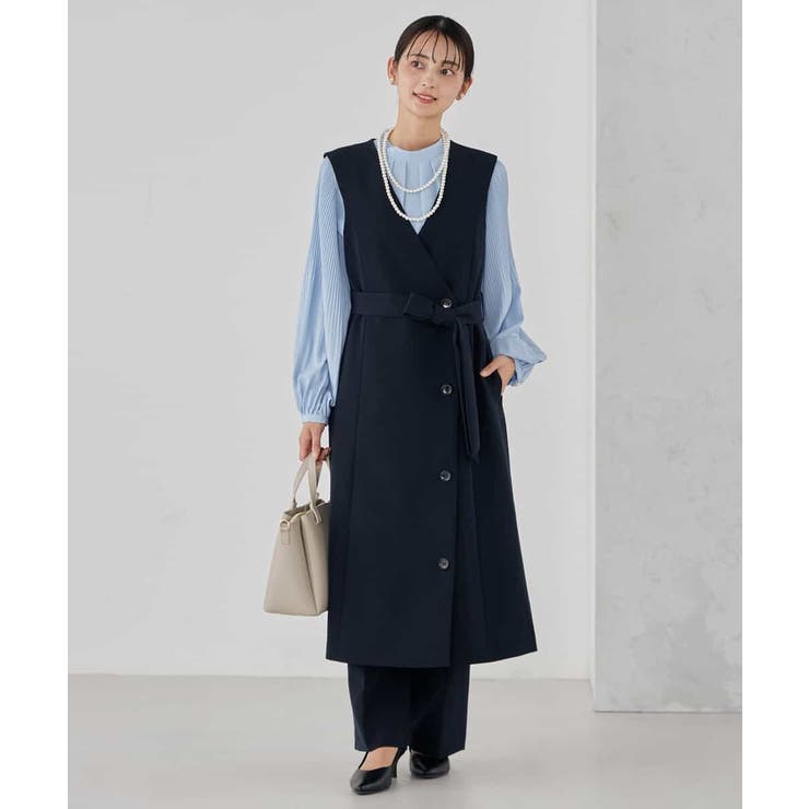 【洗える/ストレッチ/セットアップ対応】ダブルクロスロングジレワンピース | a.v.v【WOMEN】 | 詳細画像7 