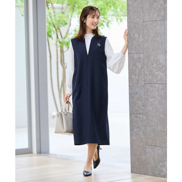 【洗える/ストレッチ】ダブルクロスジャンパードレス | a.v.v【WOMEN】 | 詳細画像12 