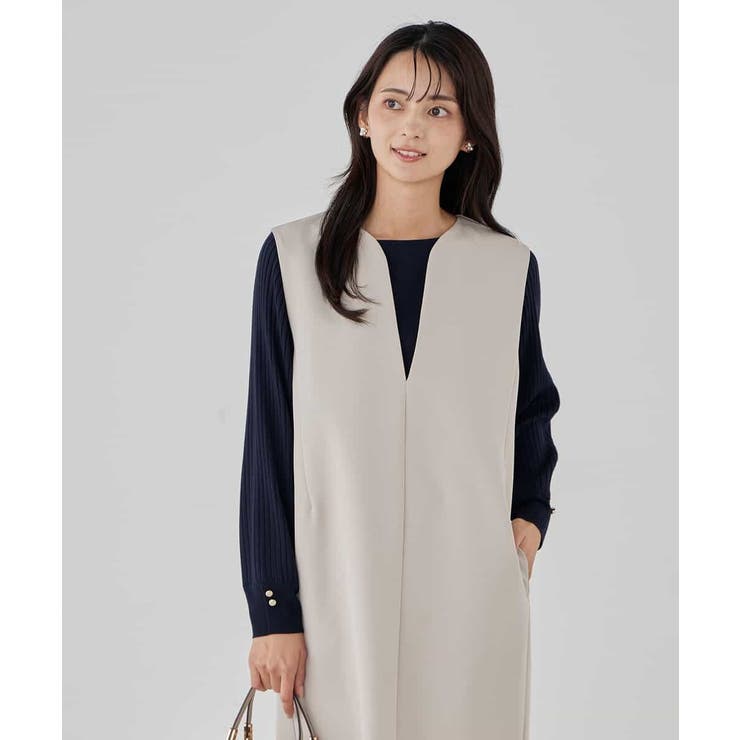 【洗える/ストレッチ】ダブルクロスジャンパードレス | a.v.v【WOMEN】 | 詳細画像14 