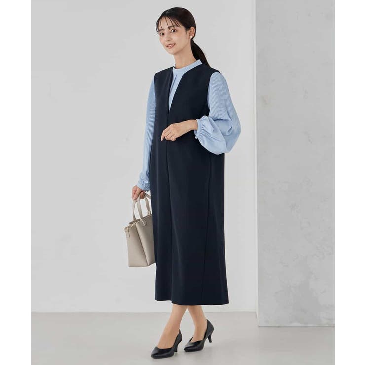 【洗える/ストレッチ】ダブルクロスジャンパードレス | a.v.v【WOMEN】 | 詳細画像3 