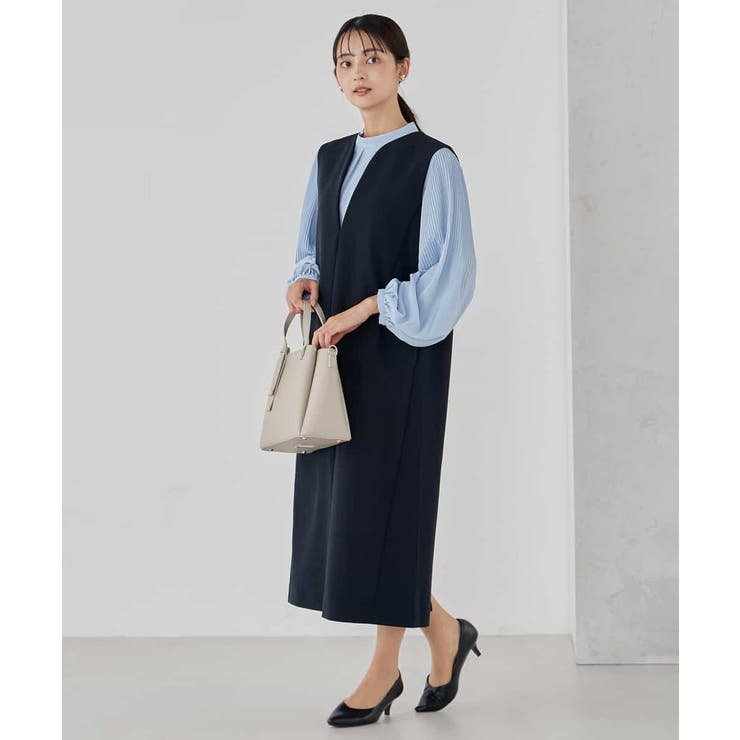 【洗える/ストレッチ】ダブルクロスジャンパードレス | a.v.v【WOMEN】 | 詳細画像4 