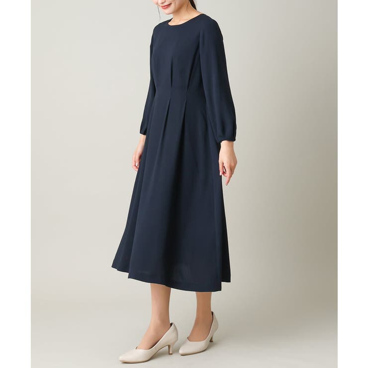ネイビー | 【洗える/帯電防止】ウエストタックワンピース | a.v.v【WOMEN】