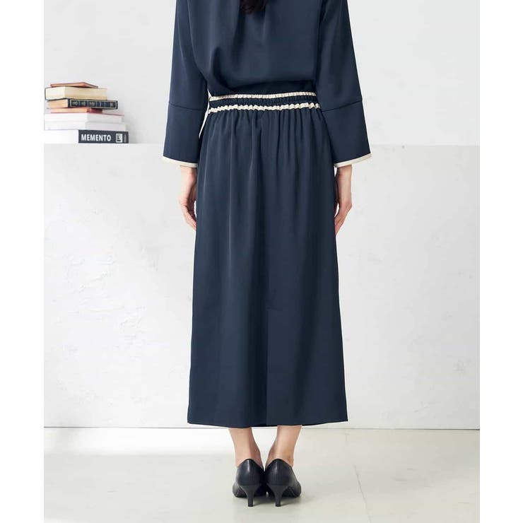 2SET】バイカラーブラウス×スカート セットアップ[品番：ITKW0020026