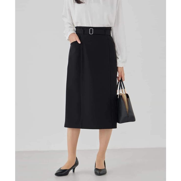ブラック | 【洗える/ストレッチ/セットアップ対応】ダブルクロスタイトスカート | a.v.v【WOMEN】