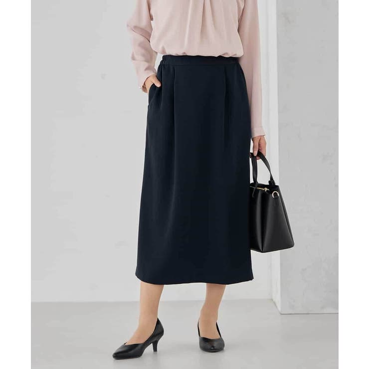 ネイビー | サテンナロースカート【洗える/速乾/毛玉になりにくい/イージーケア】 | a.v.v【WOMEN】