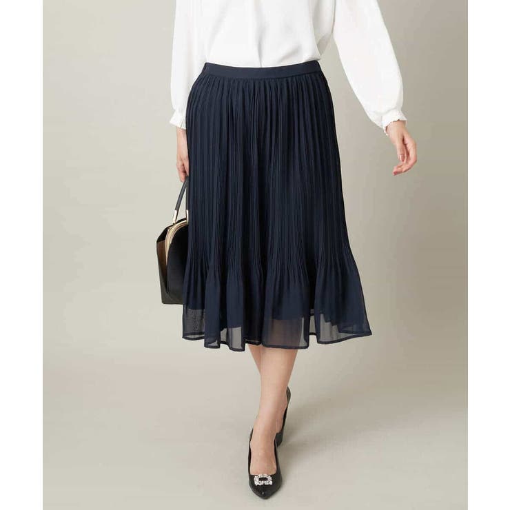 ネイビー | 【洗濯機で洗える】シフォンプリーツスカート | a.v.v【WOMEN】