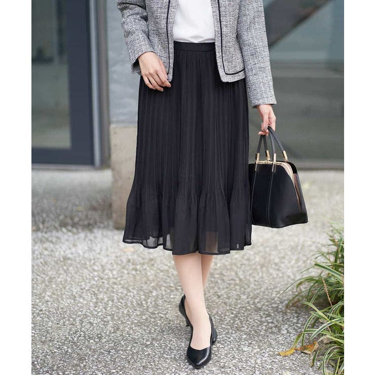 ブラック | 【洗濯機で洗える】シフォンプリーツスカート | a.v.v【WOMEN】