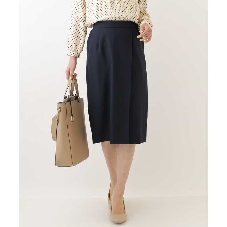 ネイビー | 【洗える/セットアップ対応】ラップ調ナロースカート | a.v.v【WOMEN】