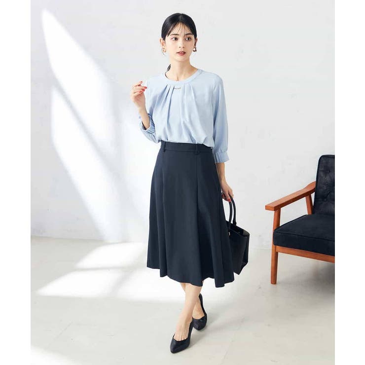 【洗える/ストレッチ/UVカット】麻調ストレッチフレアスカート | a.v.v【WOMEN】 | 詳細画像4 