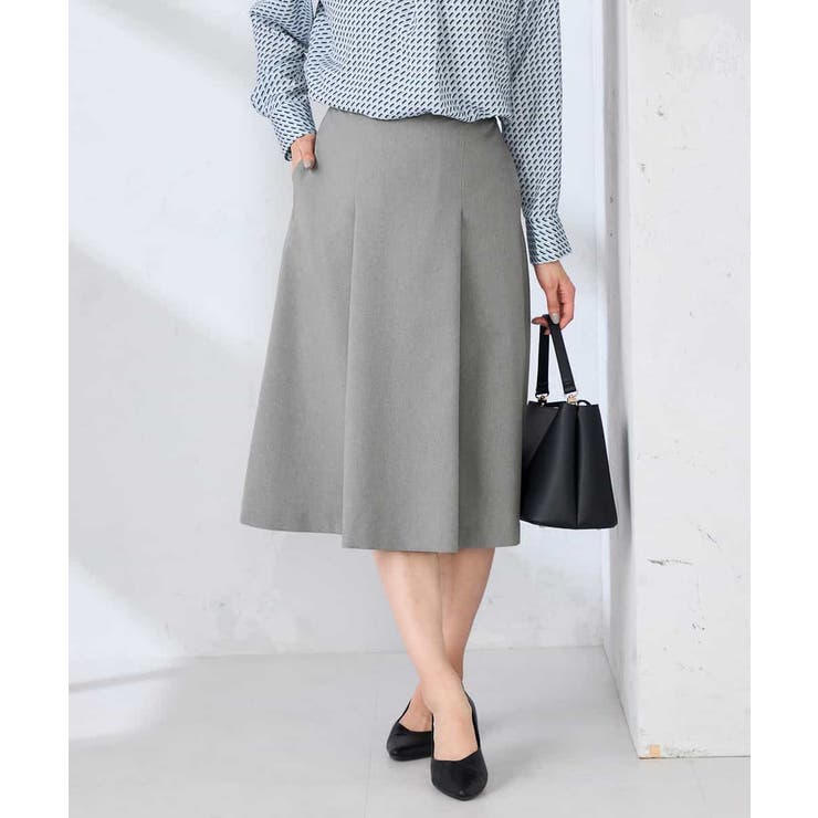 グレー | 【洗える/UVカット】リネンライクストレッチフレアスカート | a.v.v【WOMEN】