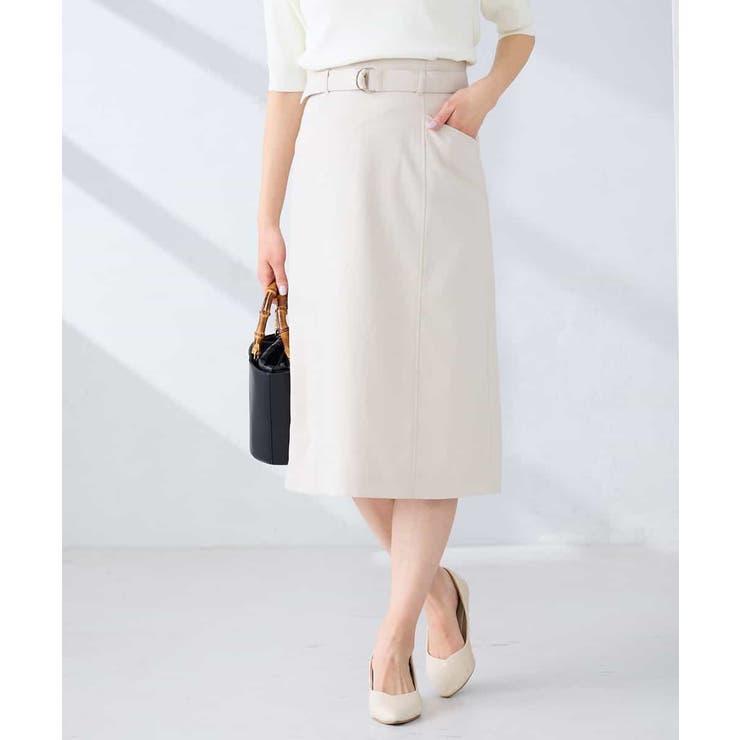 ベージュ | 【洗える/UVカット】リネンライクストレッチタイトスカート | a.v.v【WOMEN】