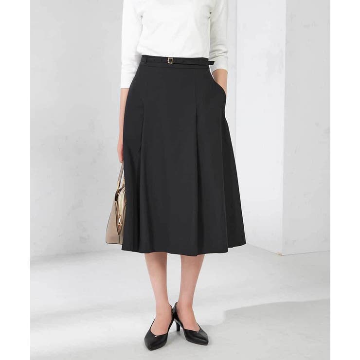 ブラック | 【洗える/イージーケア/吸水速乾/ストレッチ】梳毛調フレアスカート | a.v.v【WOMEN】