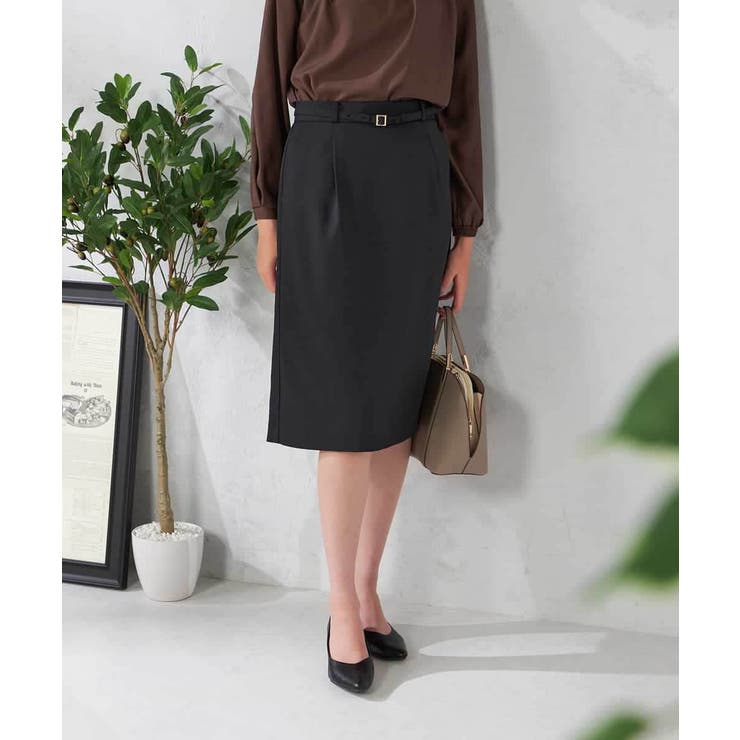 ブラック | 【洗える/イージーケア/吸水速乾/ストレッチ】梳毛調タイトスカート | a.v.v【WOMEN】