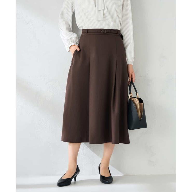 ブラウン | 【洗える/イージーケア/ストレッチ】パウダーツイルフレアスカート | a.v.v【WOMEN】