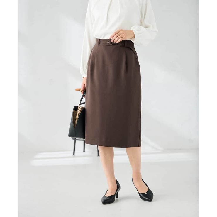 ブラウン | 【洗える/イージーケア/ストレッチ】パウダーツイルタイトスカート | a.v.v【WOMEN】