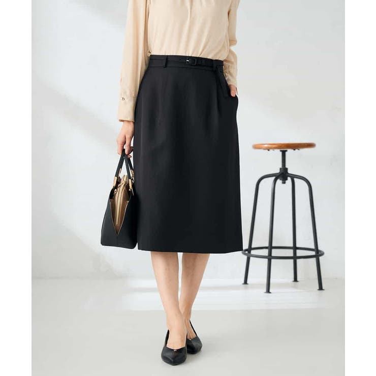 ブラック | 【洗える/イージーケア/ストレッチ】パウダーツイルタイトスカート | a.v.v【WOMEN】