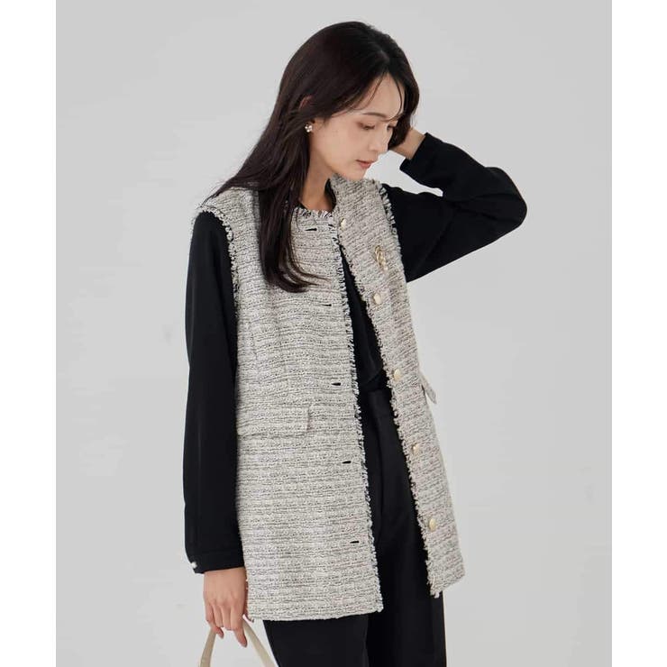 ミックスツイードペプラムジレ | a.v.v【WOMEN】 | 詳細画像10 