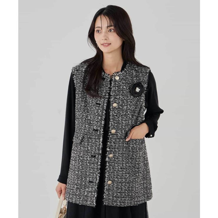 ダークグレー | ミックスツイードペプラムジレ | a.v.v【WOMEN】