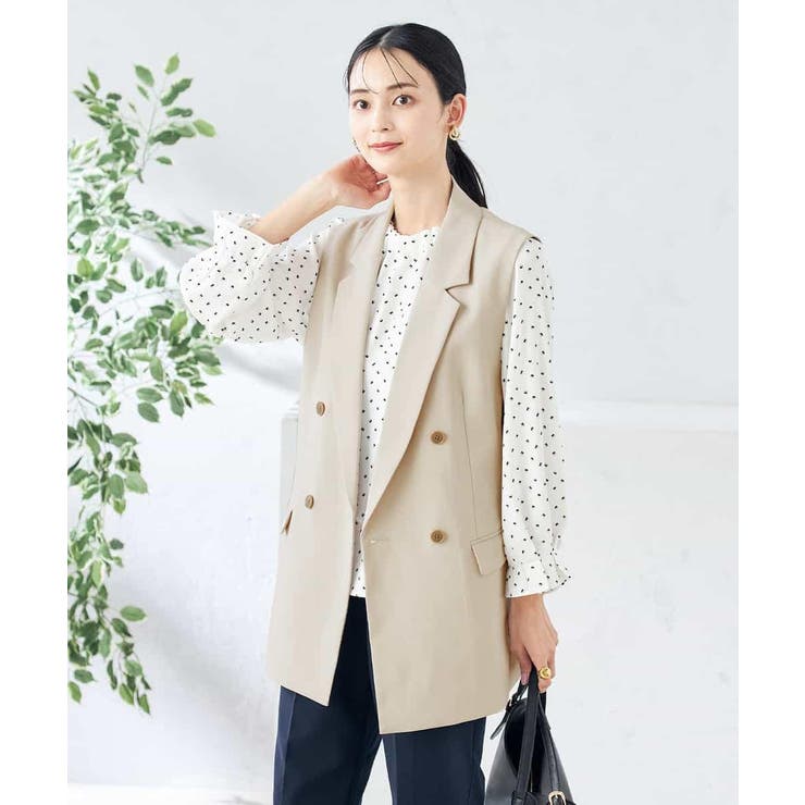 【洗える/ストレッチ/UVカット】麻調ストレッチダブルジレ | a.v.v【WOMEN】 | 詳細画像12 