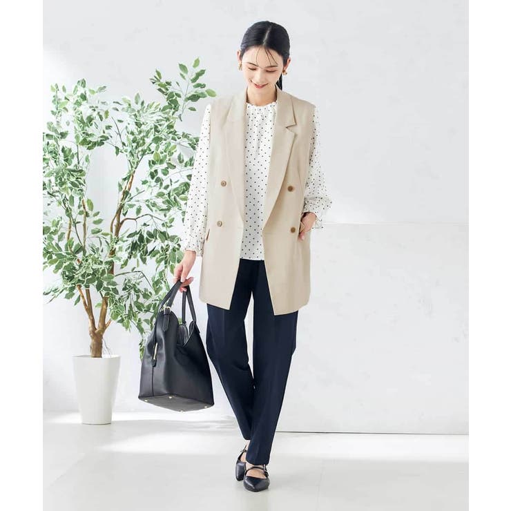 【洗える/ストレッチ/UVカット】麻調ストレッチダブルジレ | a.v.v【WOMEN】 | 詳細画像14 