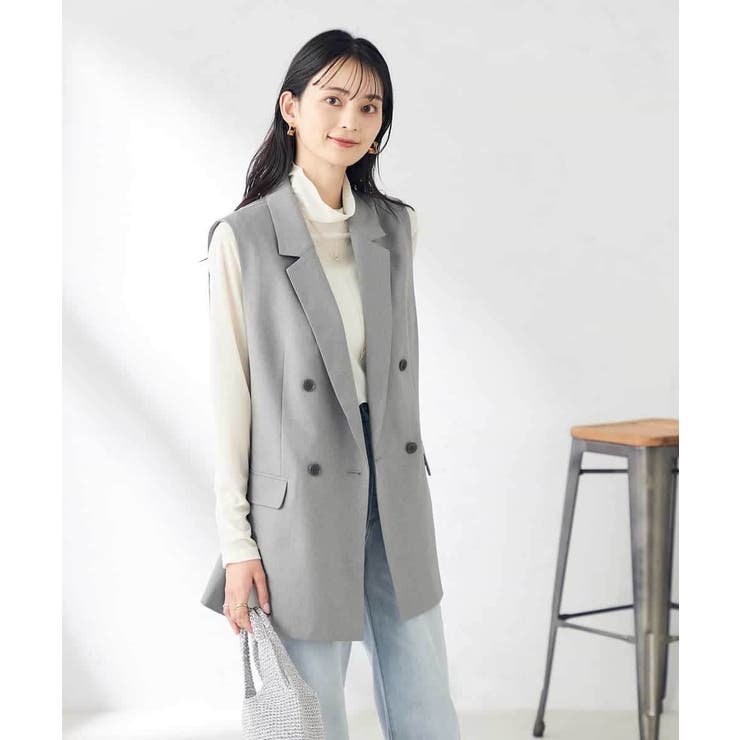 【洗える/ストレッチ/UVカット】麻調ストレッチダブルジレ | a.v.v【WOMEN】 | 詳細画像16 