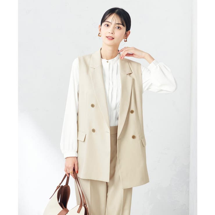 【洗える/ストレッチ/UVカット】麻調ストレッチダブルジレ | a.v.v【WOMEN】 | 詳細画像7 