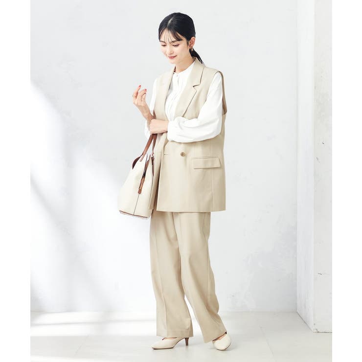 【洗える/ストレッチ/UVカット】麻調ストレッチダブルジレ | a.v.v【WOMEN】 | 詳細画像8 