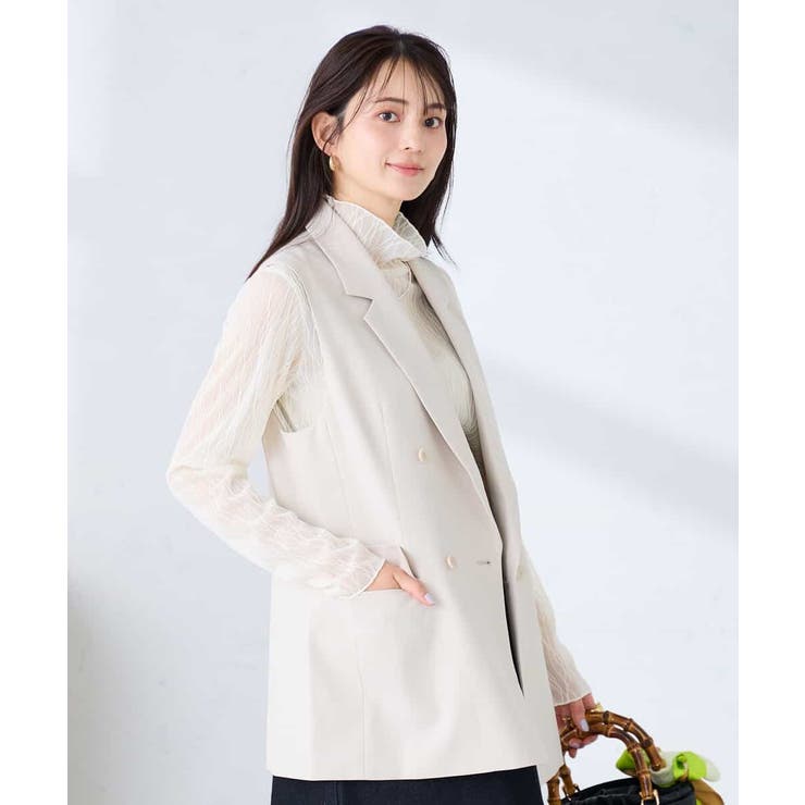 【洗える/UVカット】リネンライクストレッチダブルジレジャケット | a.v.v【WOMEN】 | 詳細画像11 