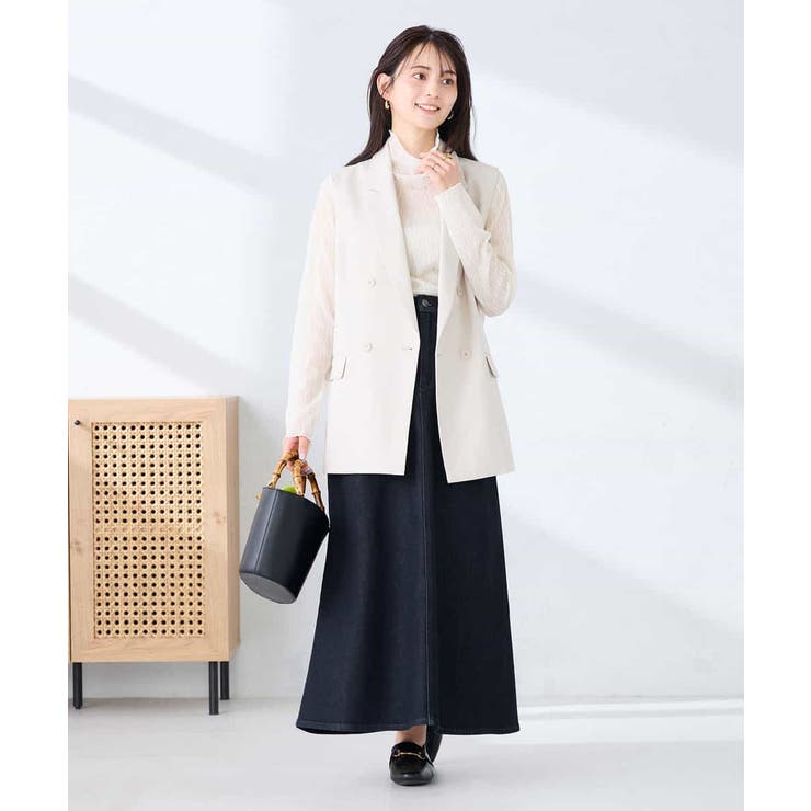 【洗える/UVカット】リネンライクストレッチダブルジレジャケット | a.v.v【WOMEN】 | 詳細画像12 