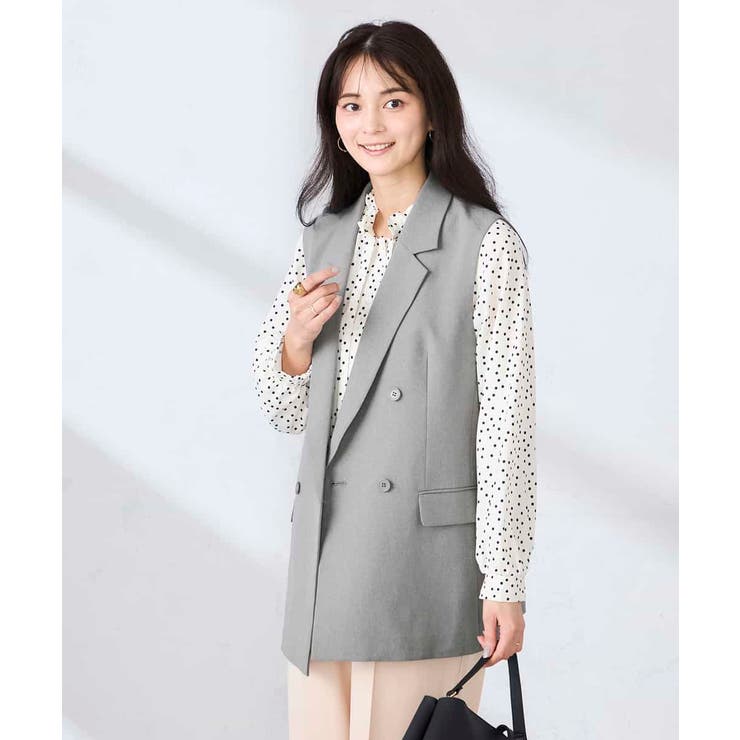 【洗える/UVカット】リネンライクストレッチダブルジレジャケット | a.v.v【WOMEN】 | 詳細画像16 