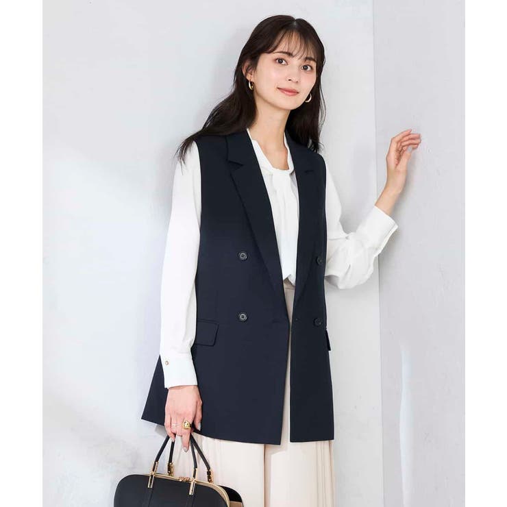 【洗える/UVカット】リネンライクストレッチダブルジレジャケット | a.v.v【WOMEN】 | 詳細画像2 